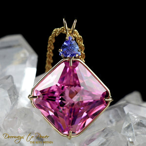 Pink Garnet & Tanzanite Magician Stone Pendant 14k