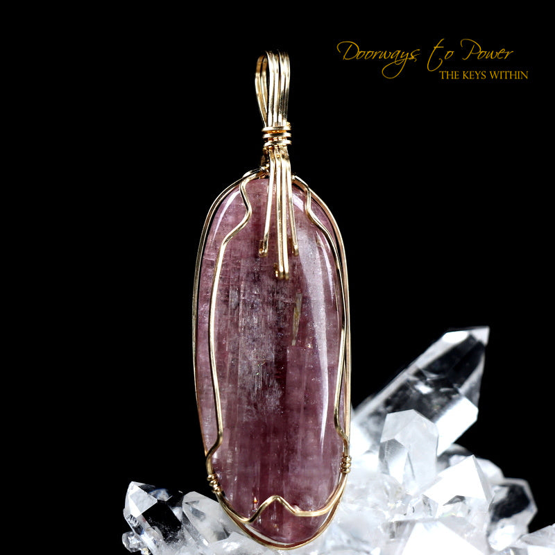 Pink Tourmaline Crystal Pendant 14k Doorways to Power