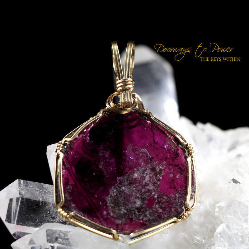 Pink Tourmaline Crystal Pendant 14k