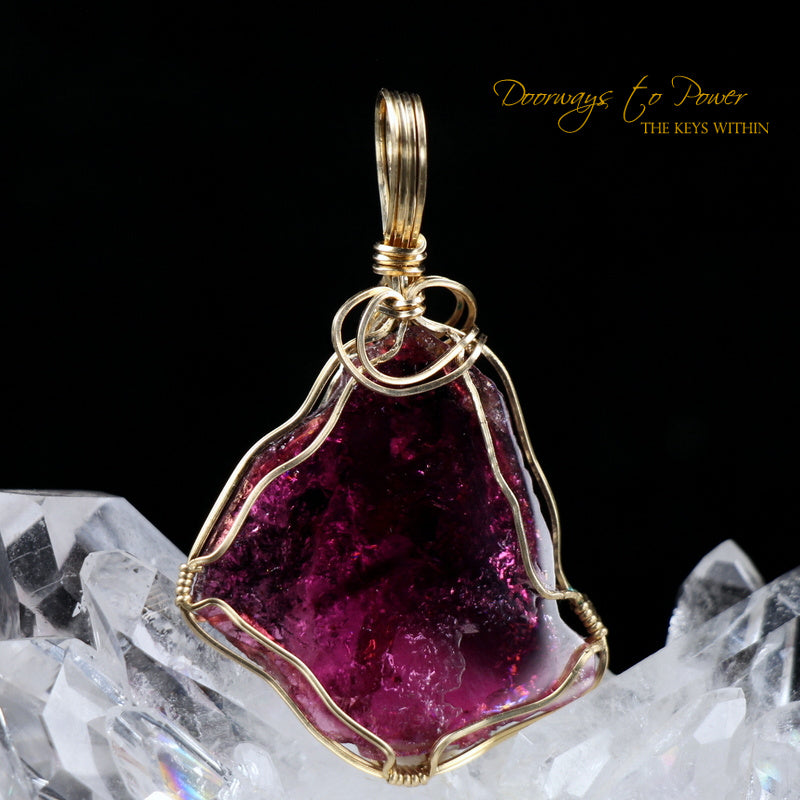 Pink Tourmaline Crystal Pendant 14k