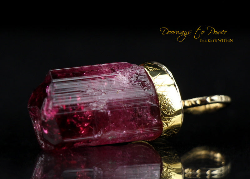 Pink Tourmaline Light Language Pendant 22k