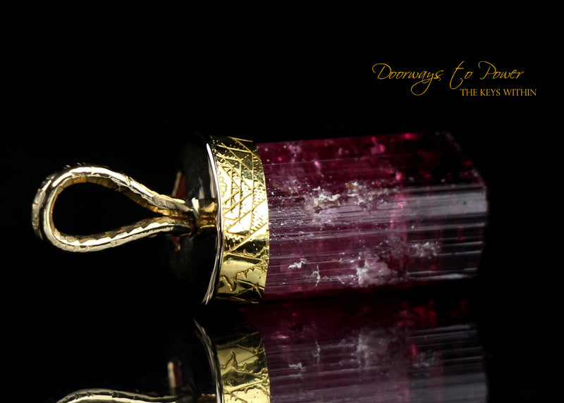 Pink Tourmaline Light Language Pendant 22k