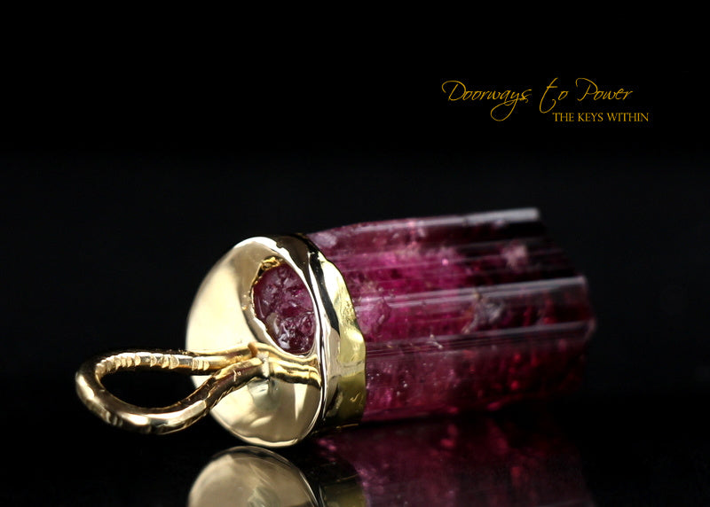 Pink Tourmaline Light Language Pendant 22k