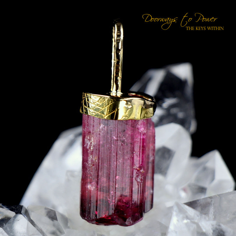 Pink Tourmaline Light Language Pendant 22k