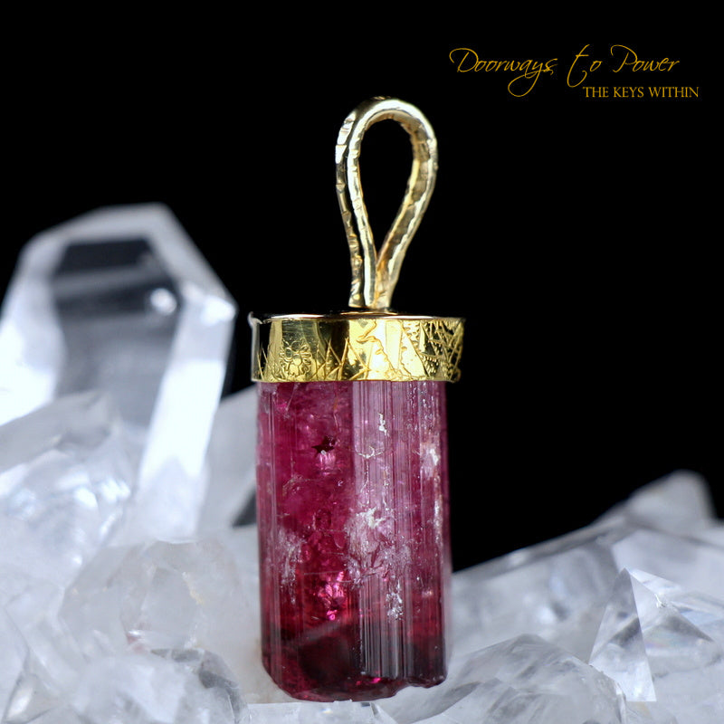 Pink Tourmaline Light Language Pendant 22k