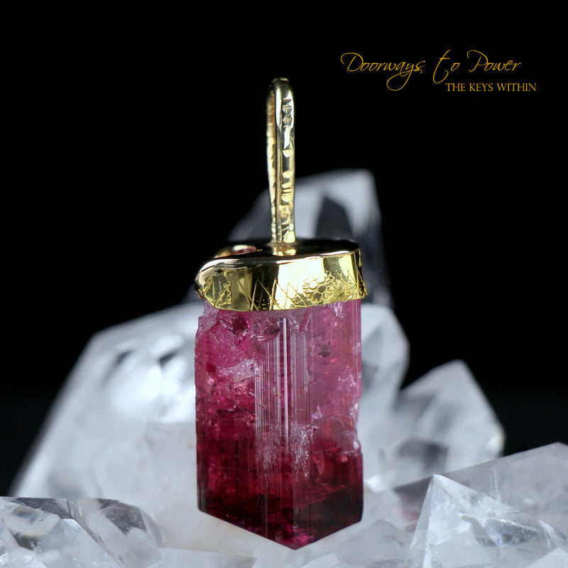 Pink Tourmaline Light Language Pendant 22k