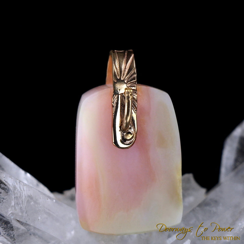 Pink Peruvian Opal Light Language Pendant ™ 14k Gold