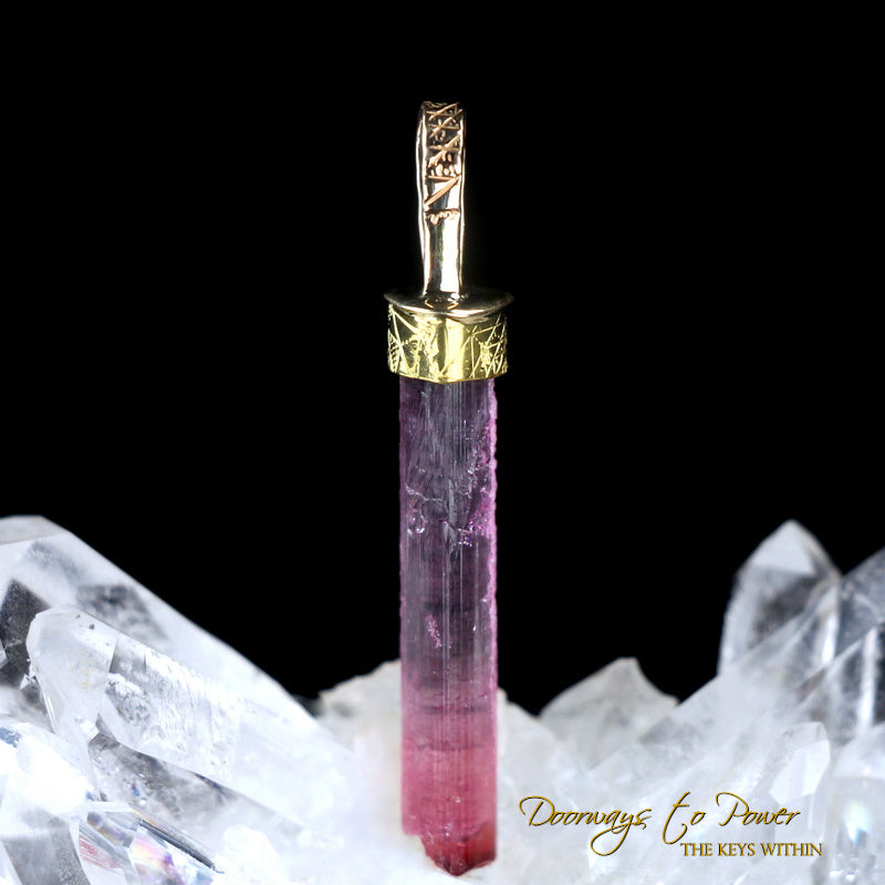 Pink Tourmaline Light Language Pendant 22k