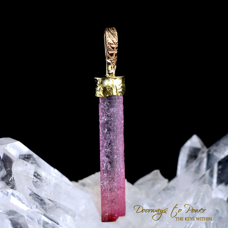 Pink Tourmaline Light Language Pendant 22k