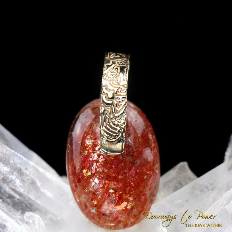 Rainbow Lattice Sunstone Light Language Crystal Pendant™ 14k
