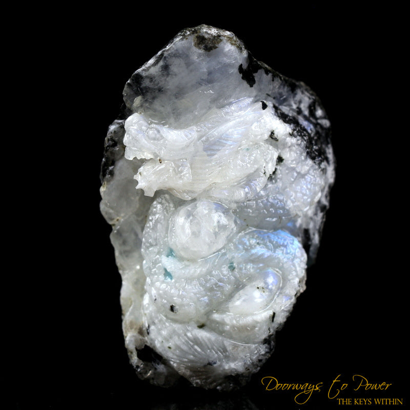Large Rainbow Moonstone Dragon Crystal Carving 'Awaken the Dragon'