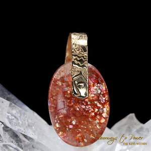 Rainbow Lattice Sunstone Light Language Crystal Pendant™ 14k
