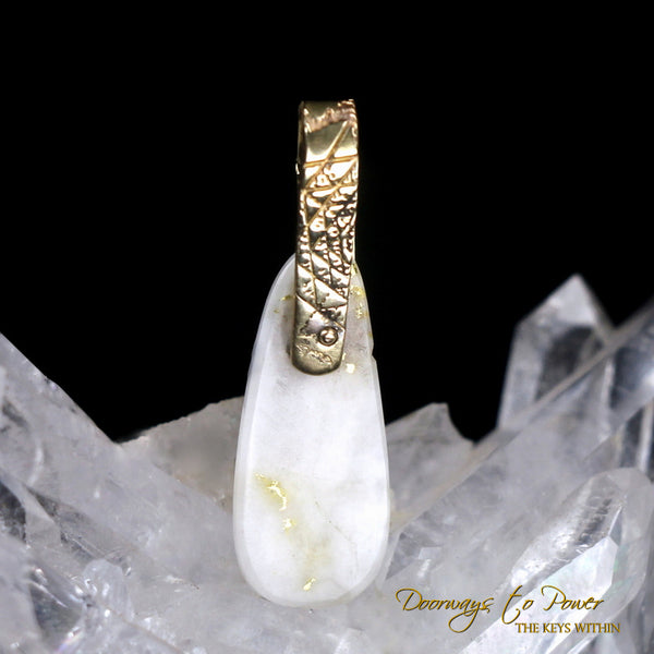 Real Gold in Quartz Light Language Crystal Pendant™ 14k - Doorways to Power