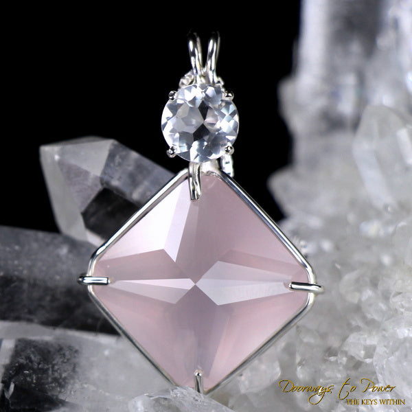 Rose Quartz & Phenacite Magician Stone Pendant