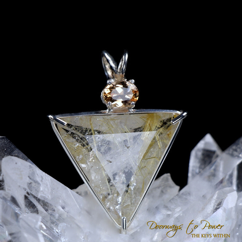 Rutilated Quartz Imperial Topaz Angelic Star Pendant SS