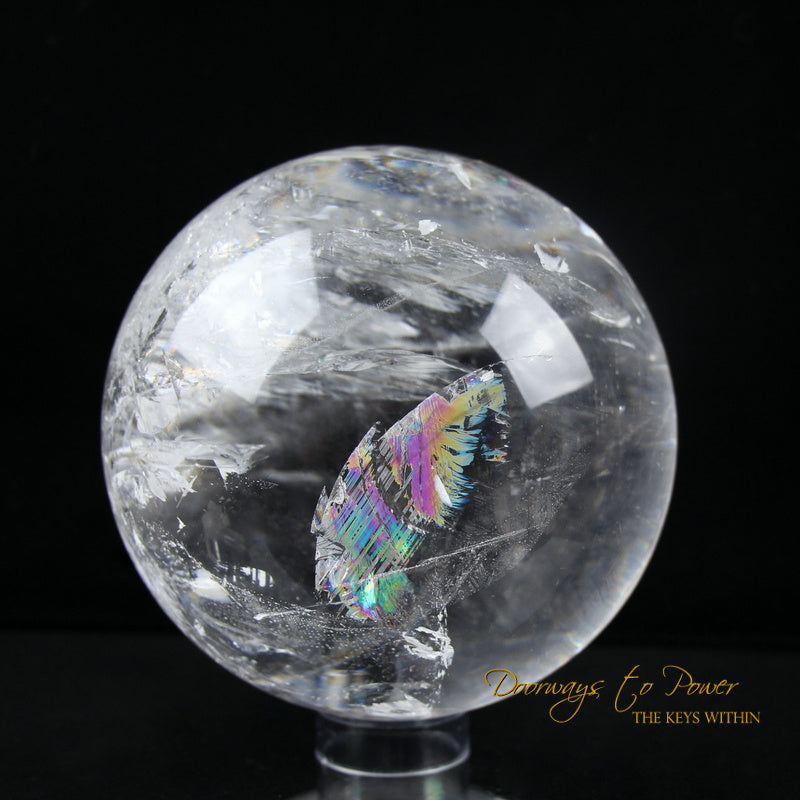Satyaloka Azeztulite Quartz Crystal Sphere XL Rainbows 'Holy Silence'