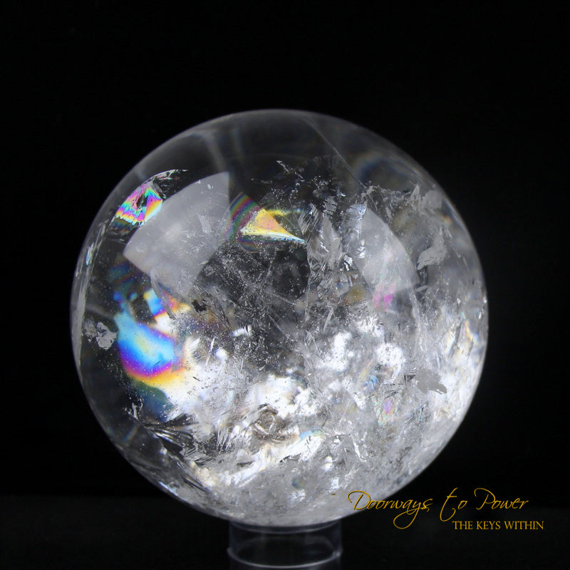 Satyaloka Azeztulite Quartz Crystal Sphere XL Rainbows 'Holy Silence'