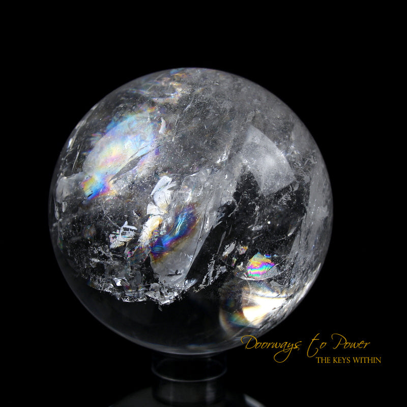 Satyaloka Azeztulite Quartz Crystal Sphere XL Rainbows 'Holy Silence'