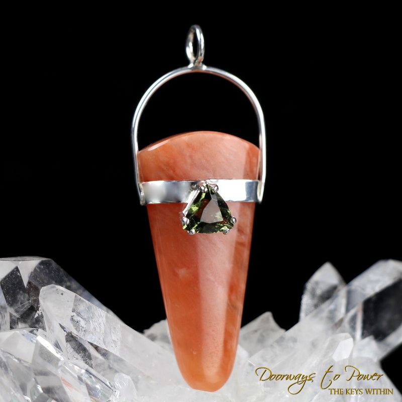 Satyaloka Rose Azeztulite Moldavite Crystal Pendant SS