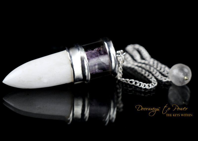 Scolecite & Amethyst Crystal Pendulum SS