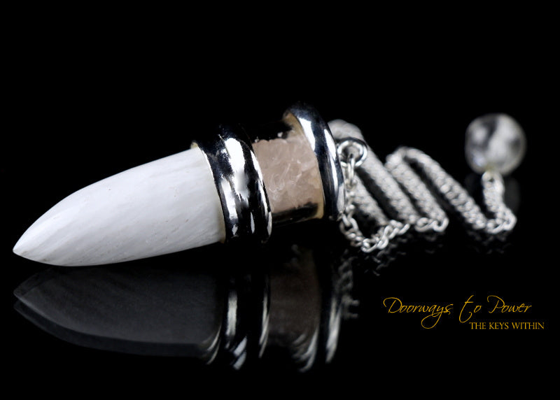 Scolecite & Morganite Crystal Pendulum SS