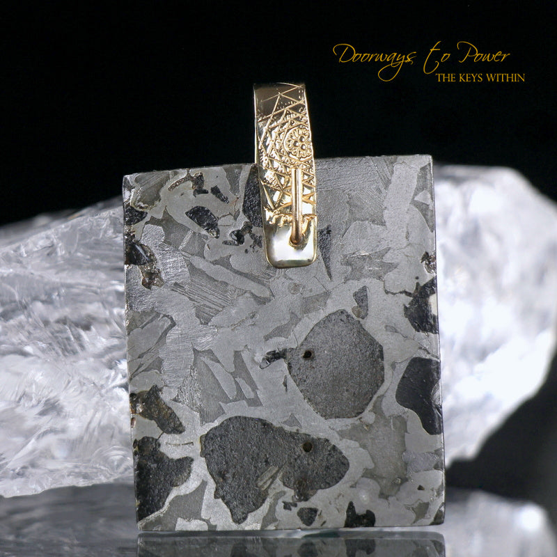 Seymchan Pallasite Meteorite Light Language Pendant 14k