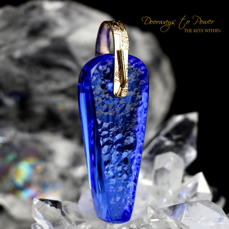 Siberian Blue Quartz Light Language Pendant 14k
