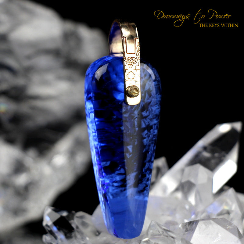 Siberian Blue Quartz Light Language Pendant 14k
