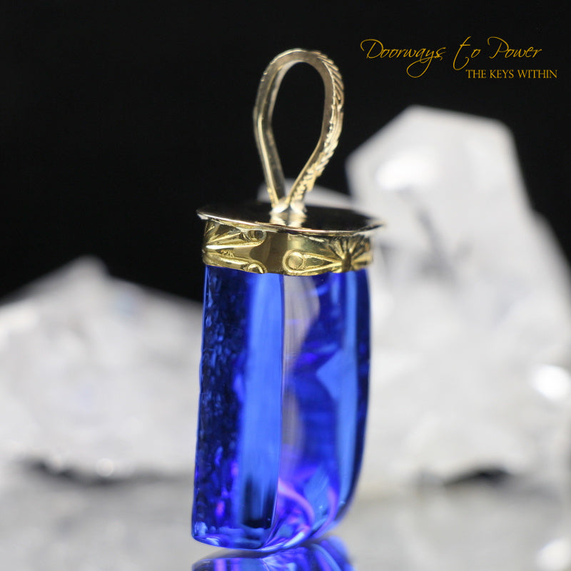 Siberian Blue Quartz Light Language Pendant 22k