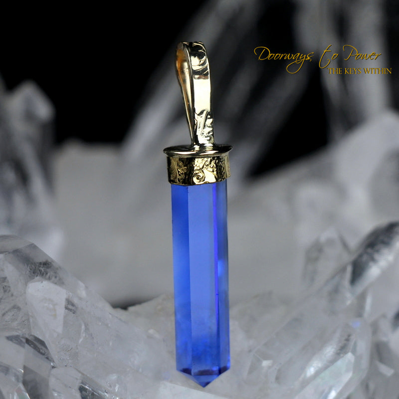 Siberian Blue Quartz Light Language Pendant 22k