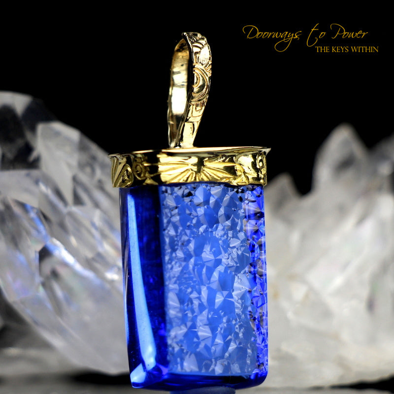 Siberian Blue Quartz Light Language Pendant 22k