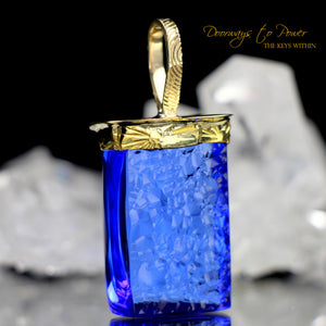Siberian Blue Quartz Light Language Pendant 22k