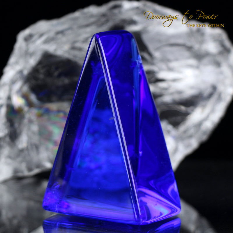 Siberian Blue Quartz Triangle Crystal Altar Stone