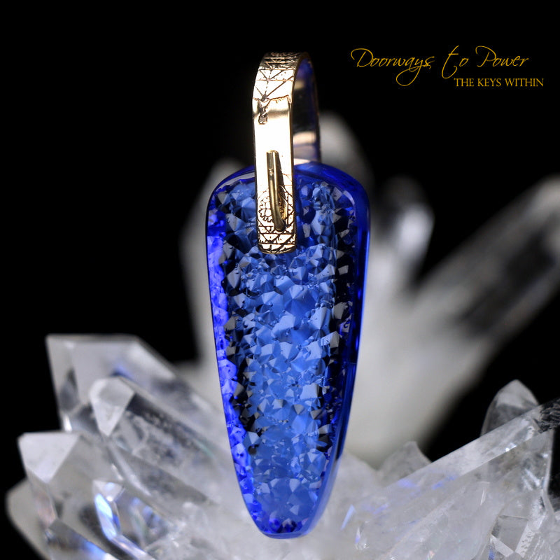 Siberian Blue Quartz Light Language Pendant 14k