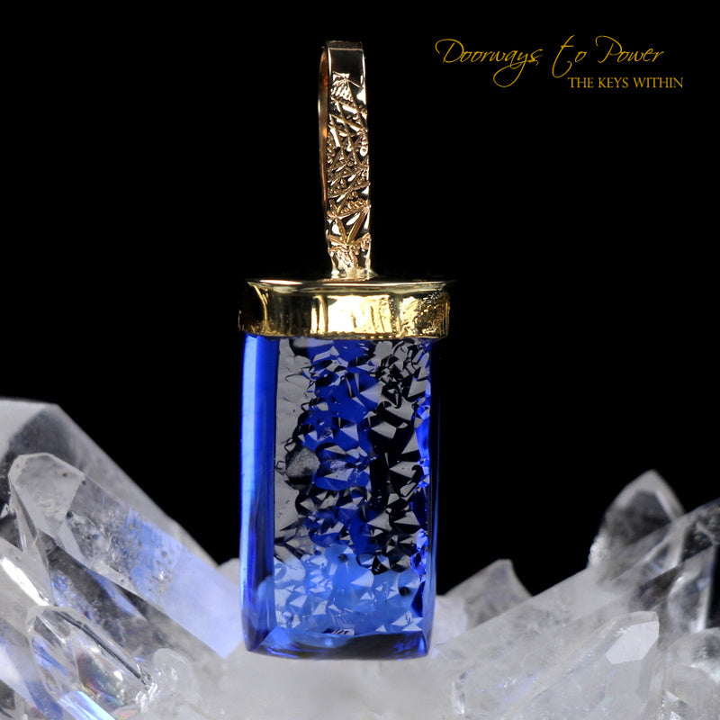 Siberian Blue Quartz Light Language Pendant 22k