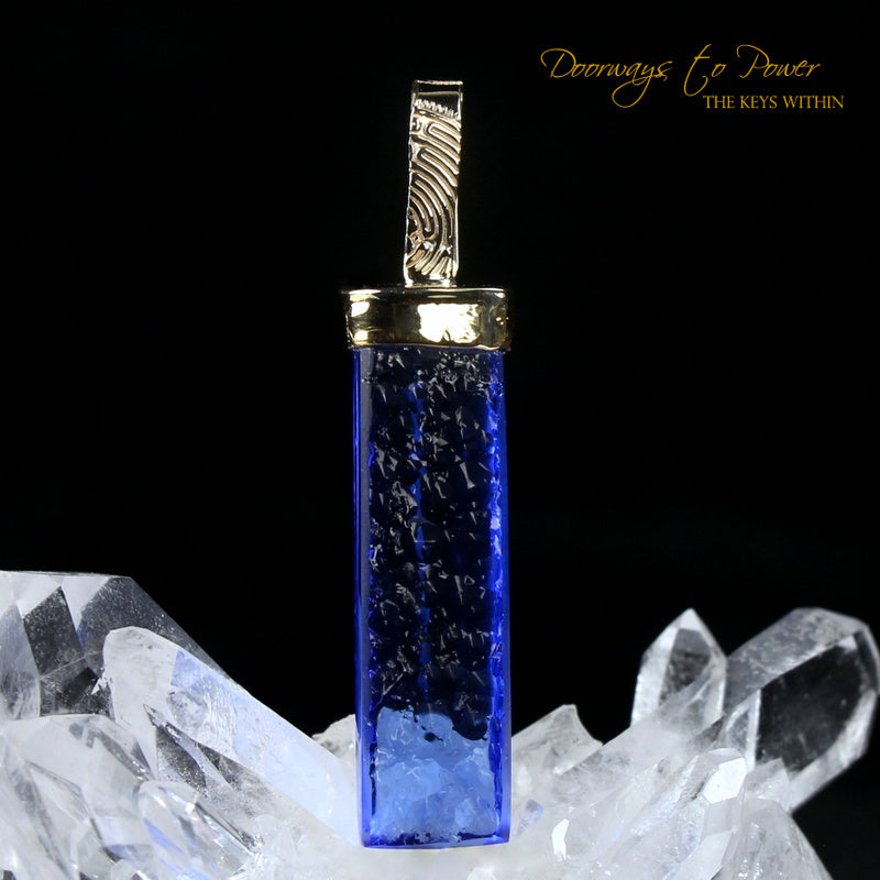 Siberian Blue Quartz Light Language Pendant 22k