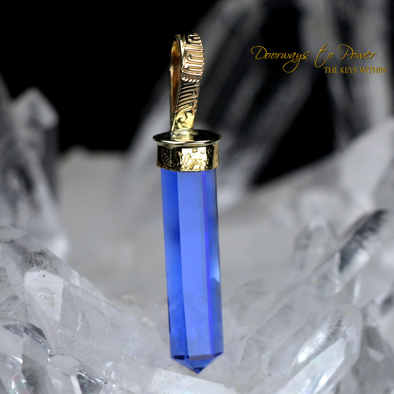 Siberian Blue Quartz Light Language Pendant 22k