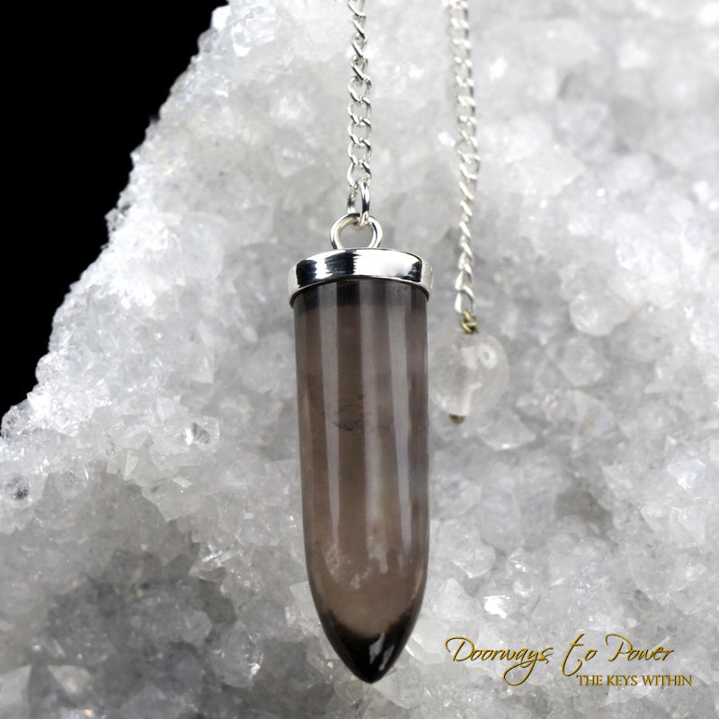 Smoky Quartz Crystal Pendulum .925 SS