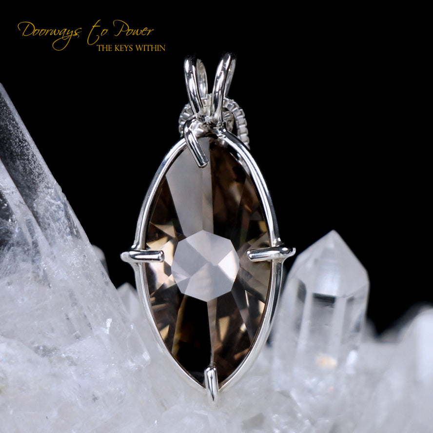 Smoky Quartz Infinite Eye of Horus Crystal Pendant