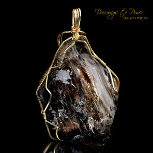 Smoky Elestial Quartz Crystal Pendant 'Angel Within' 14k