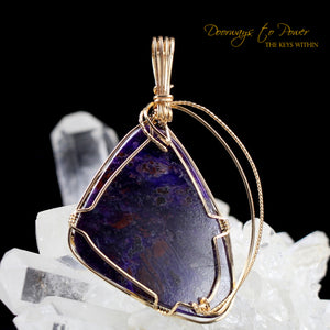 Sugilite Crystal Pendant™ 'Beacon of Light' 14k