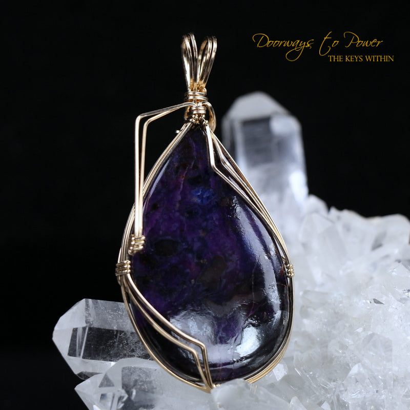 Sugilite Crystal Pendant™ 'Beacon of Light' 14k