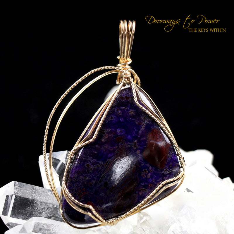 Sugilite Crystal Pendant™ 'Beacon of Light' 14k