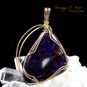 Sugilite Crystal Pendant™ 'Beacon of Light' 14k