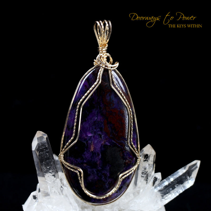 Sugilite Crystal Pendant 14k Gold