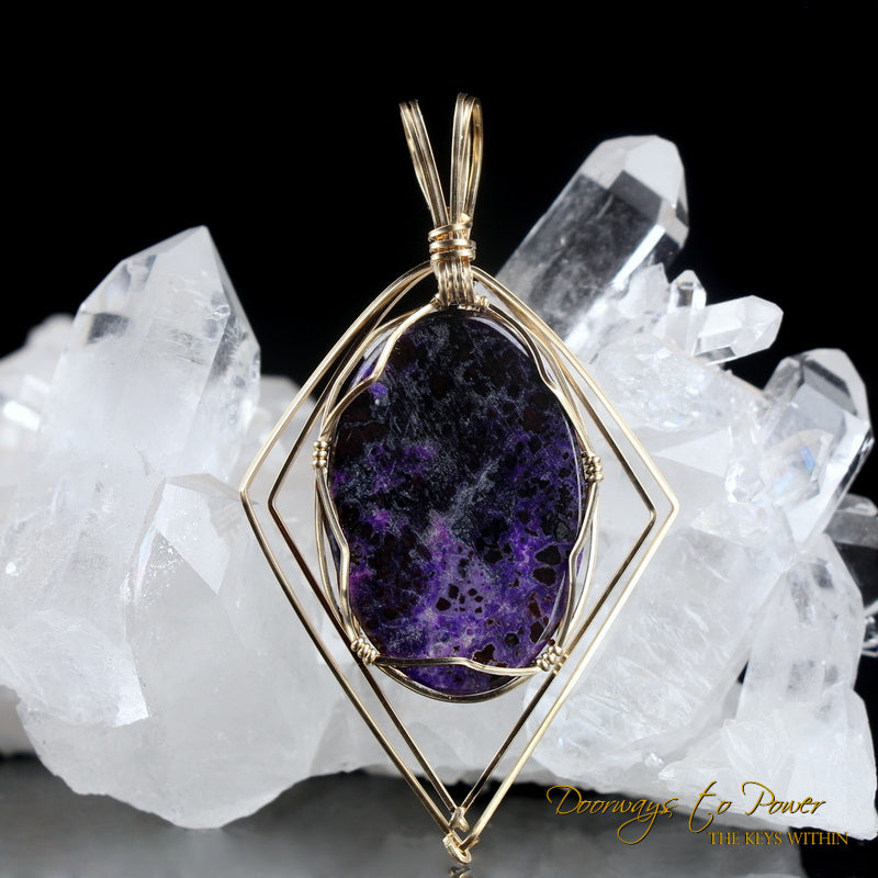 Sugilite Crystal Pendant 14k 'Beacon of Light'