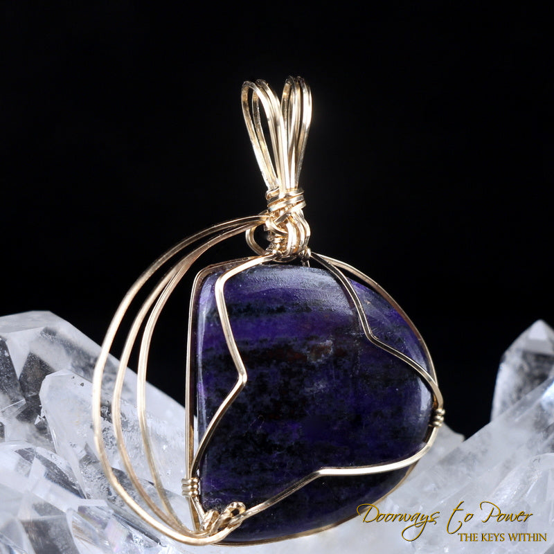 Sugilite Dragon Crystal Pendant™ 'Beacon of Light' 14k