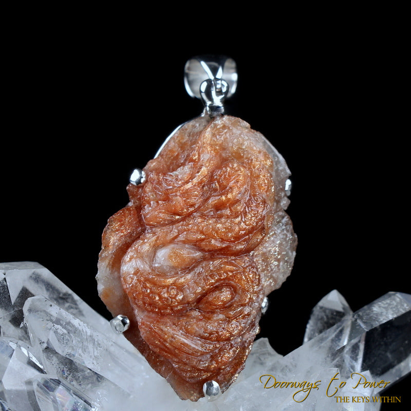 Sunstone Crystal Dragon Carving Talisman 'Pure Manifestation'