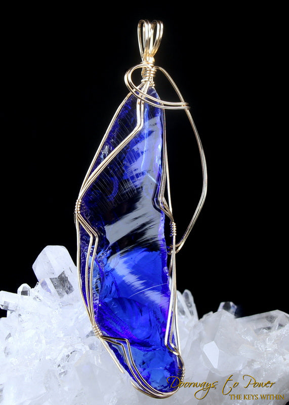 Tanzanite Fire Andara Crystal Pendant 14k 'Galactic Re Calibration'