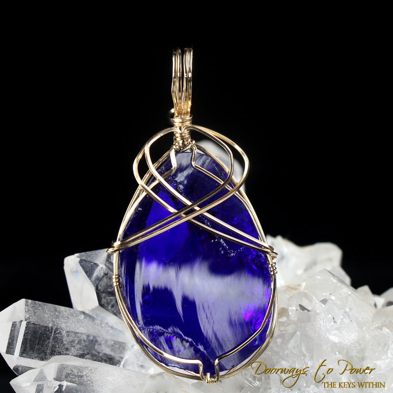 Tanzanite Fire Monatomic Andara Crystal Pendant 14k 'L u M i N a R y'